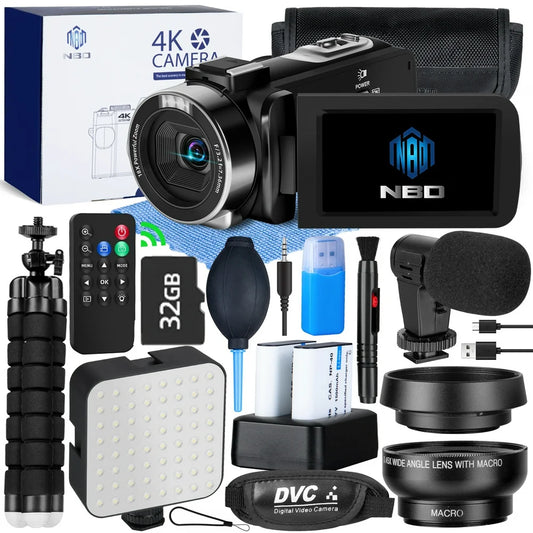 4K Video Camera Camcorder 3.0" IPS Vlogging Camera 48MP Digital Video Camera with 32GB SD Card